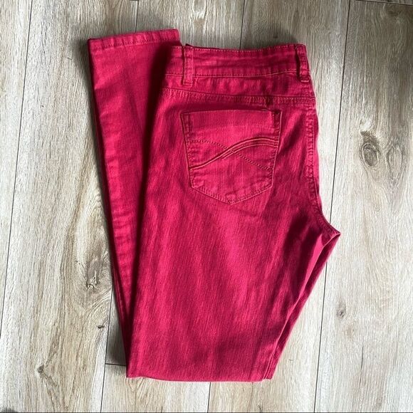 London Low Rise Red Denim Skinny Fit Jeans Size 32 - Picture 6 of 6